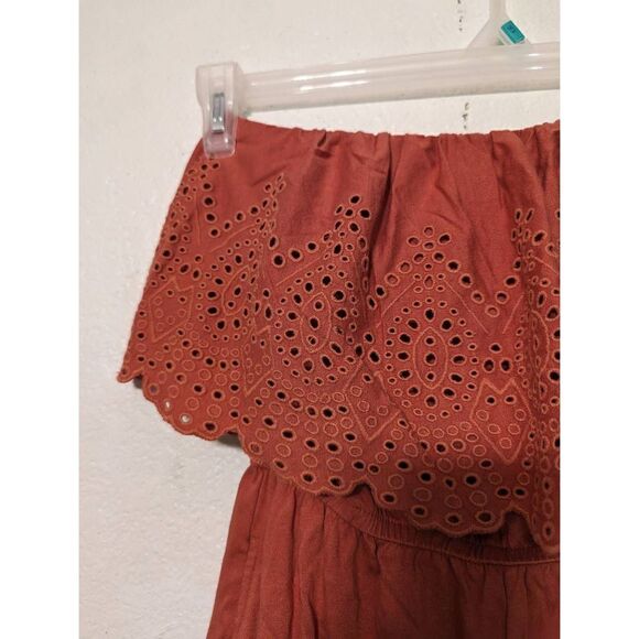 American Eagle Outfitters Women's Strapless Overlay Romper Red XS - Picture 8 of 14